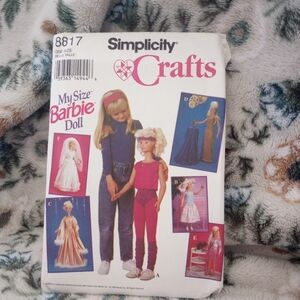 Simplicity Craft 8817 My Size Barbie Doll Clothing Wedding Dress Skirt Top Uncut